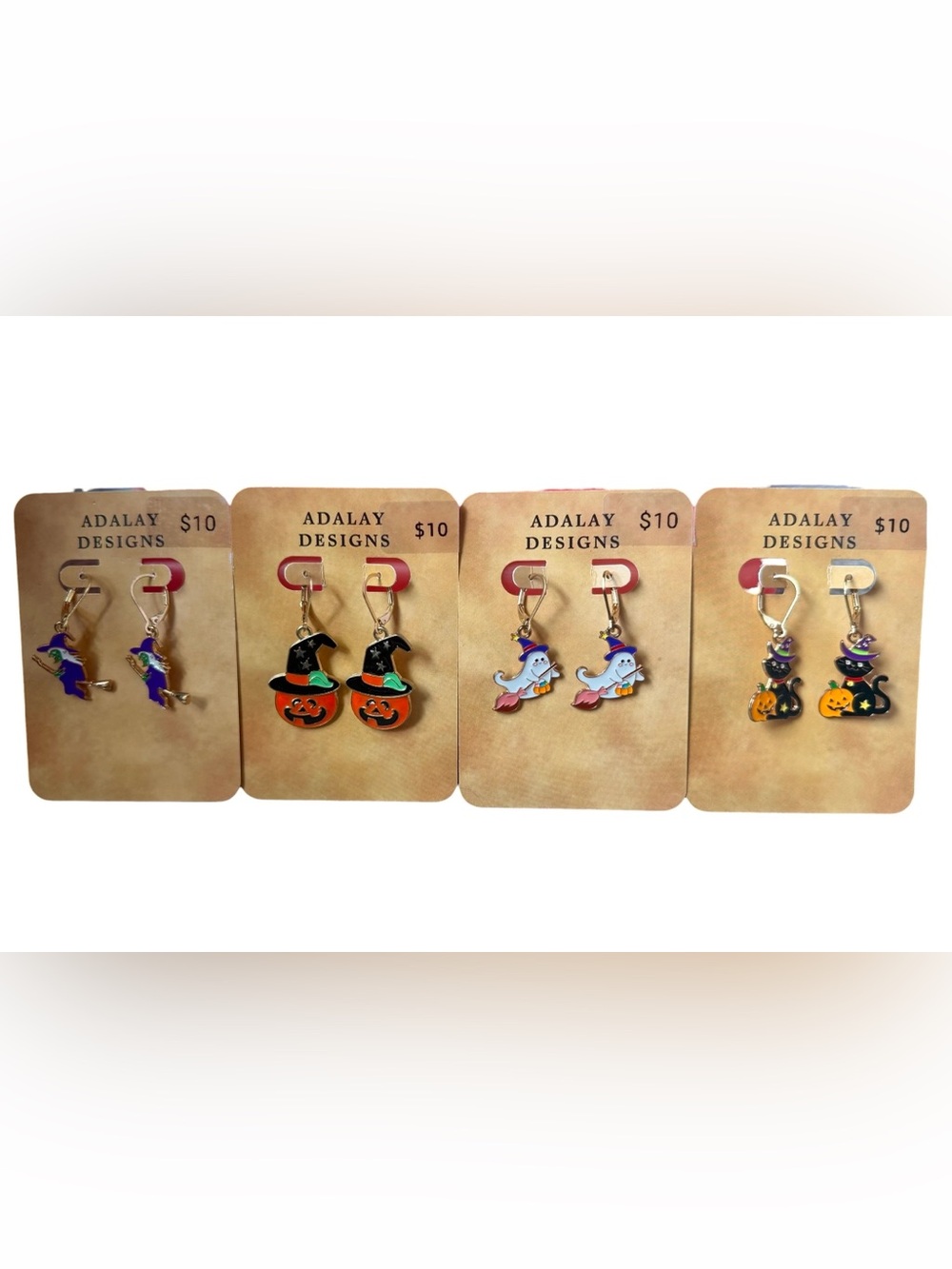 Set of 4 New Halloween Enamel Dangle Earrings By: Adalay Designs